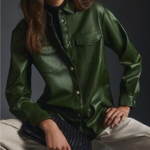 NEW! Anthropologie AVEC LES FILLES Olive FAUX Leather Jacket-LARGE